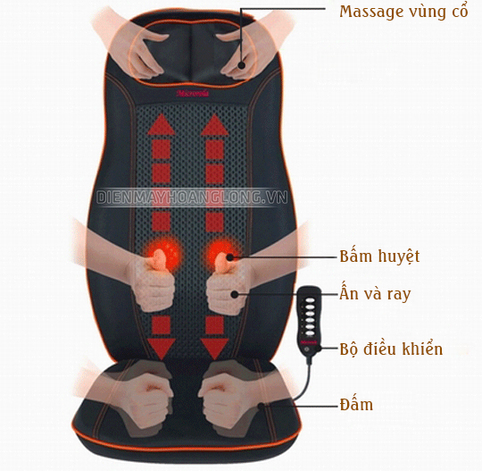 Đệm ghế massage toàn thân Nhật Bản, dải nệm mát xa hồng ngoại giảm đau Nhật Bản