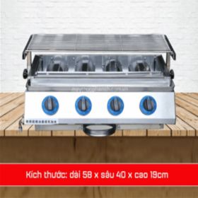 Bếp nướng gas inox 4 họng đốt ngắn Bếp nướng gas inox 4 họng đốt ngắn