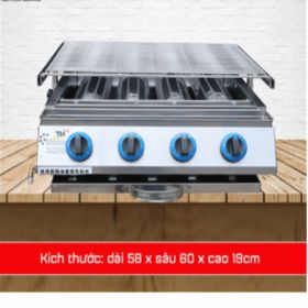 Bếp nướng gá Inox 4 họng đốt dài Bếp nướng gá Inox 4 họng đốt dài