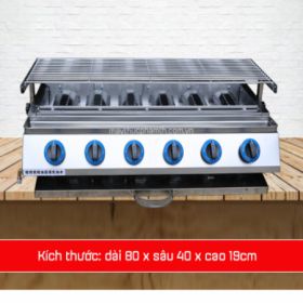 Bếp nướng gas inox 6 họng đốt ngắn