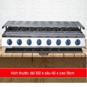 Bếp nướng gas inox 8 họng đốt ngắn