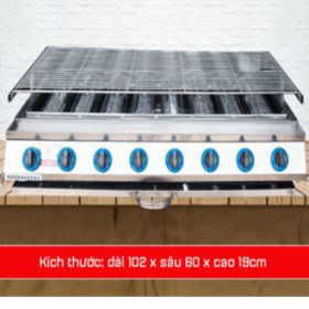 Bếp nướng gas inox 8 họng đốt dài